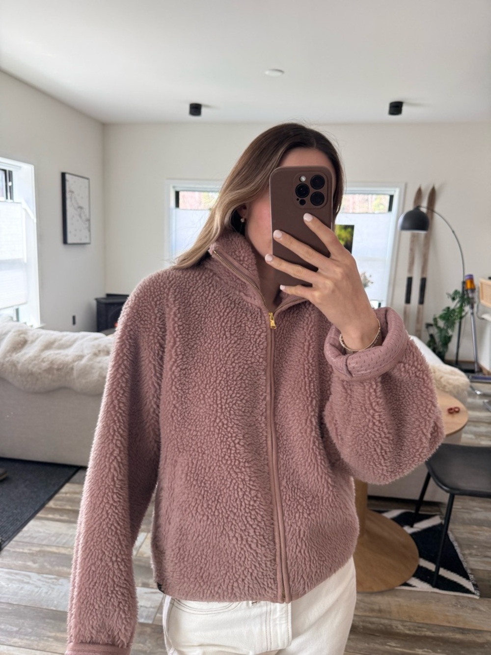 Varley Dusty Rose Teddy Zip Jacket
